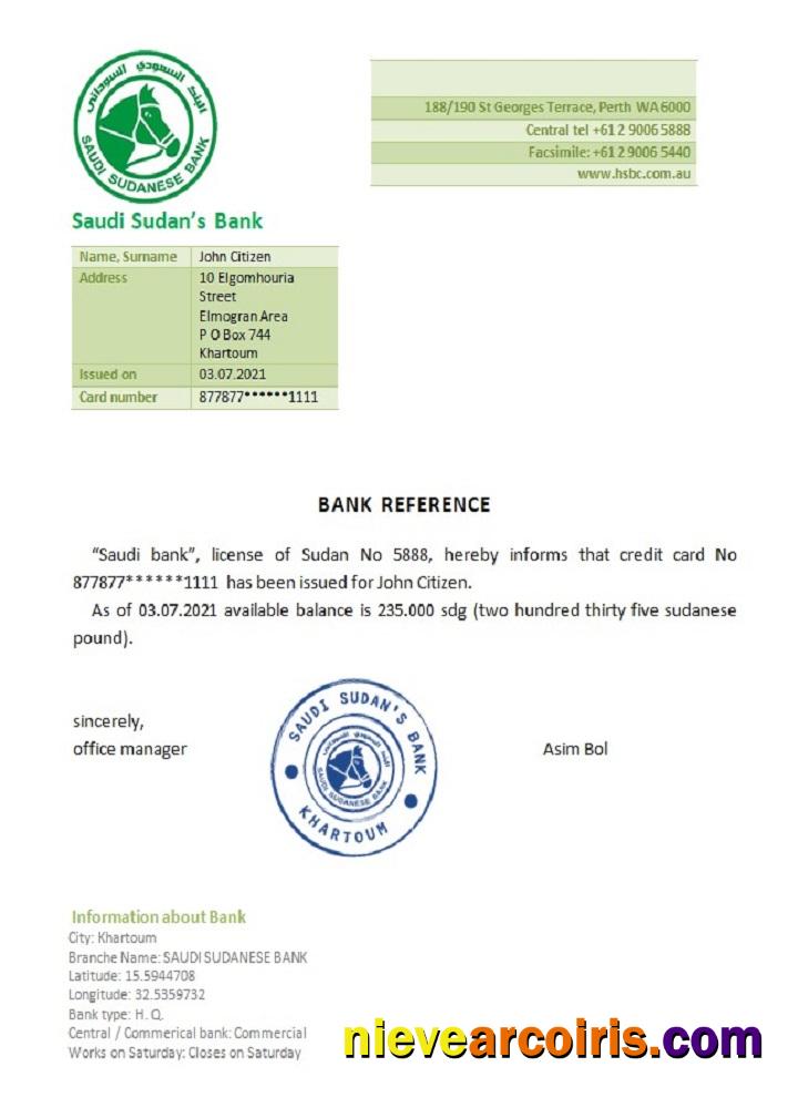 Sudan Saudi Sudan's bank reference